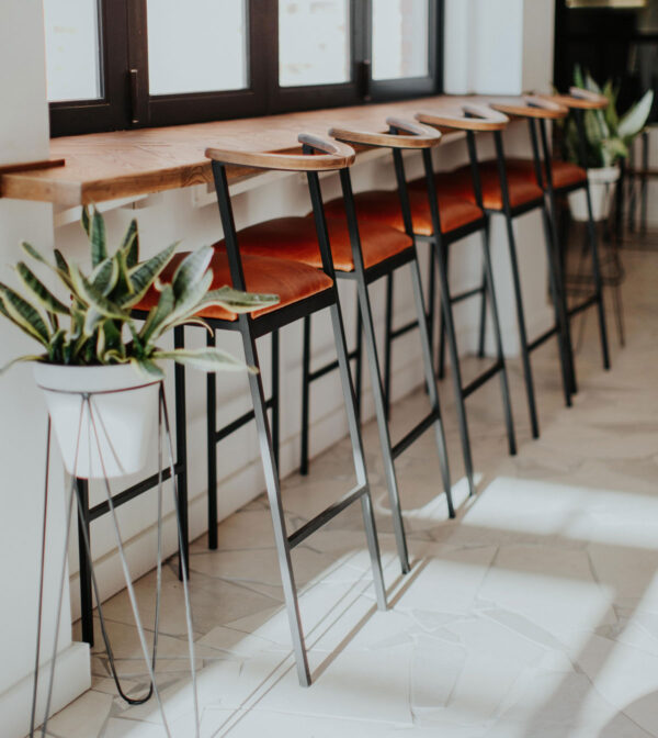 Imali Stool | Steel Leather & Oak - Image 4