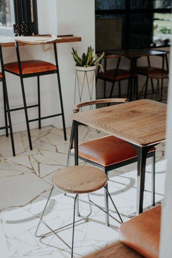 Imali Stool | Steel Leather & Oak - Image 3