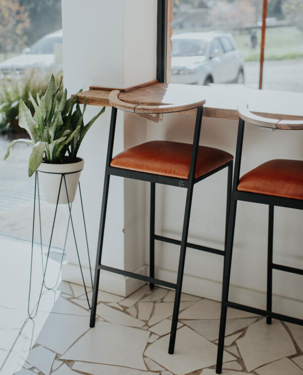 Imali Stool | Steel Leather & Oak - Image 7